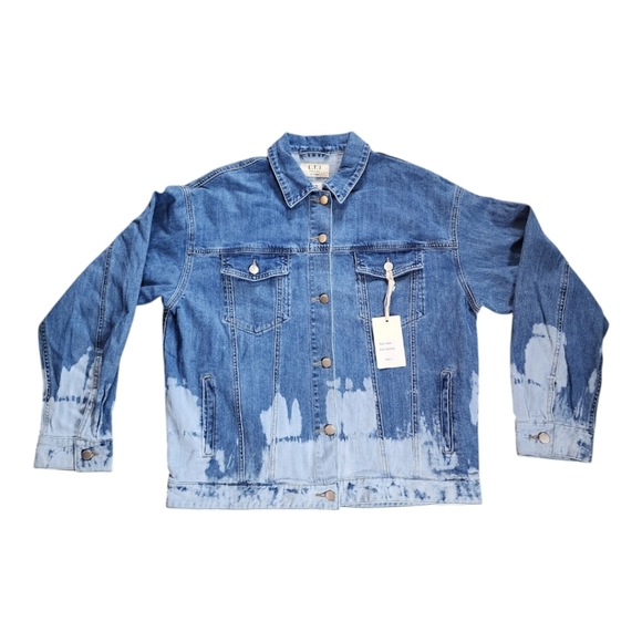 L.T.J (Letter to Juliet) distressed modern casual denim jacket Size Large NEW - Picture 2 of 12